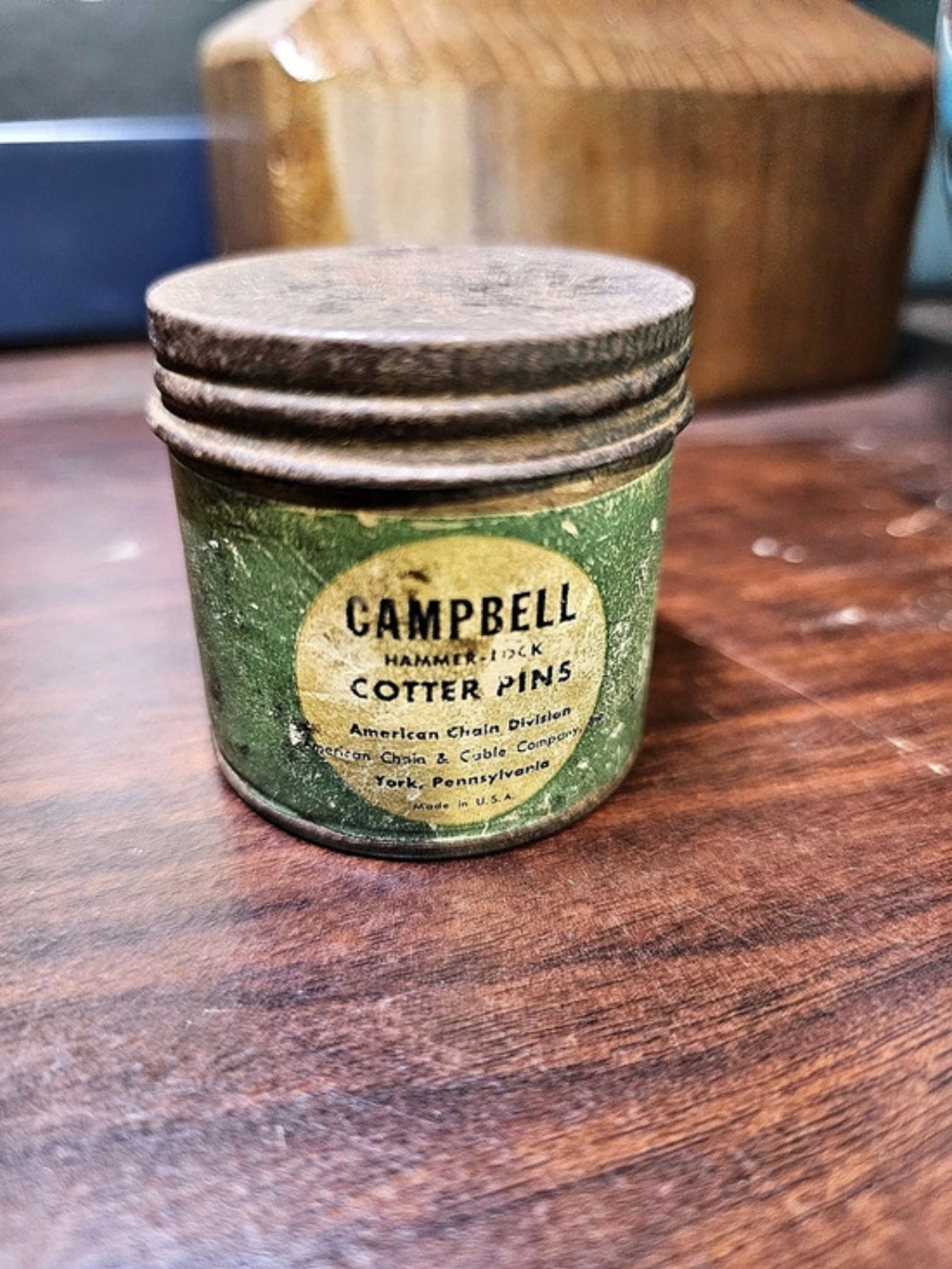 Campbell Cotter Pins Auto Kit Vintage Green Cotter Pin Container
